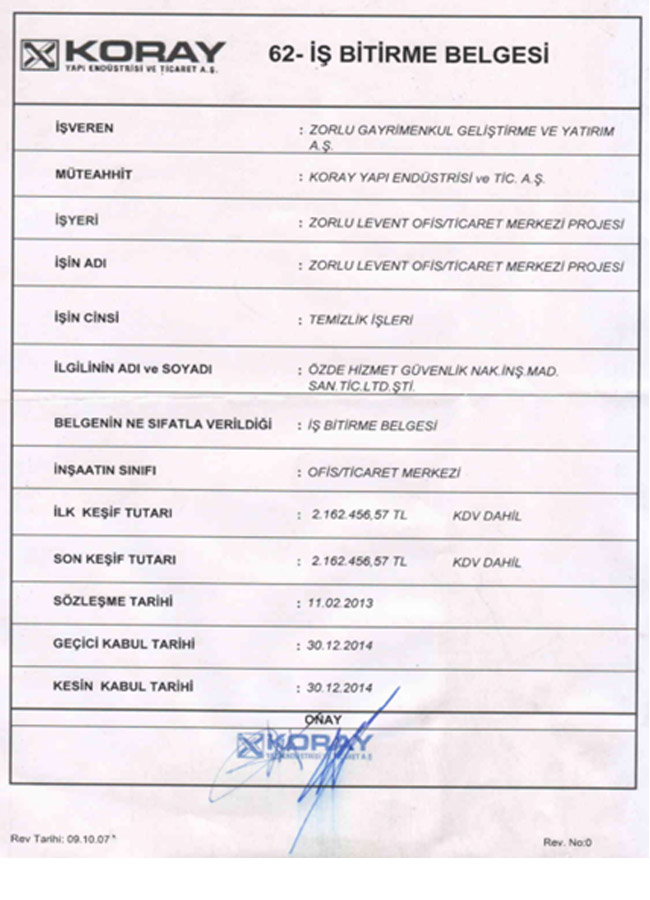 özde hizmet koray iş bitirme