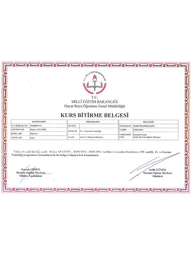 özde hizmet kurs eğitim